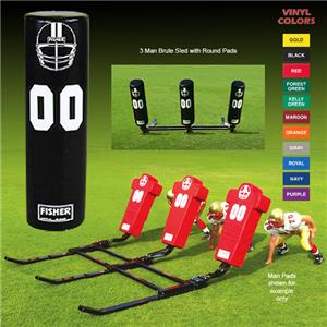 Fisher 3 Man Football Brute Sleds w/ Round Pads