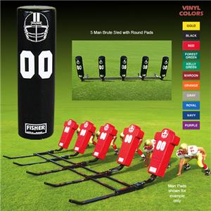 Fisher 5 Man Football Brute Sleds w/ Round Pads