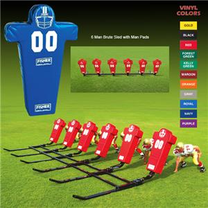 Fisher 6 Man Football Brute Sleds w/ Man Pads