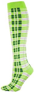 Red Lion Fluorescent Green Plaid Socks