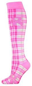 Cancer Awareness Plaid Pink Ribbon Socks (1-Pair)