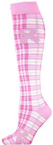 Cancer Awareness Plaid Pink Ribbon Socks (12+)