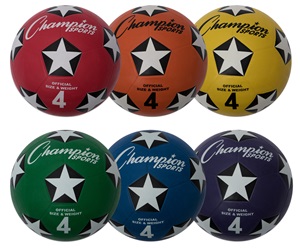 Champion Size 4 Rubber Cover Soccer Ball-Set of 6