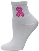 Red Lion Hope White-Pink Ribbon 1/4 Crew Socks Red Lion Hope White-Pink Ribbon 1/4 Crew Socks
