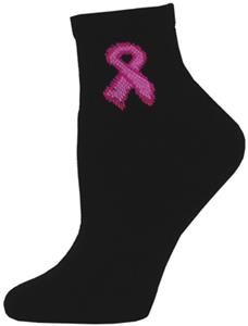 Red Lion Hope Black-Pink Ribbon 1/4 Crew Socks