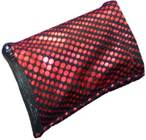 Womens Wrist Wallet Red Metallic Dots Wristband