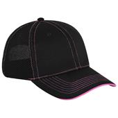 Pacific Headwear 355M Black/Pink Mesh Baseball Cap