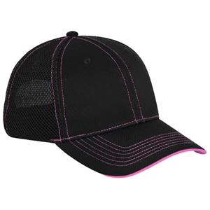 Pacific Headwear 355M Black/Pink Mesh Baseball Cap