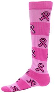 Cancer Awareness Pink Ribbon Rugby Stripe Socks
