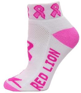Cancer Awareness Wht/Pink Ribbon Footies Socks
