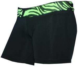 Black/Green Zebra 6" Compression Shorts