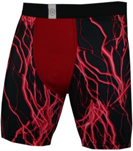 Red Lightning Bolt 4" or 7" Compression Shorts
