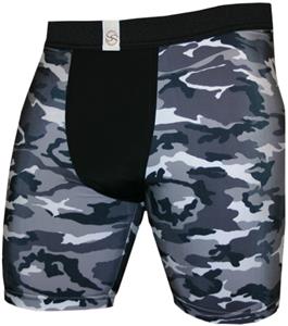 Black White Camouflage 9" Mens Compression Shorts