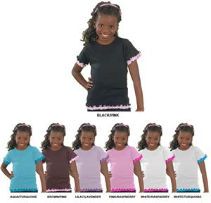 LAT Sportswear Girls Baby Rib Double Ruffle Tees