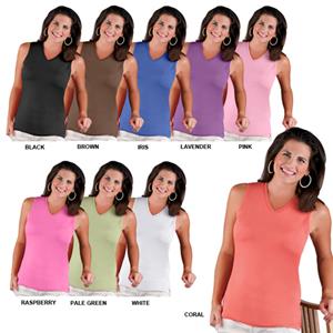LAT Sportswear Ladies V-Neck Sleeveless T-Shirt