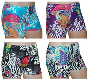 Spandex 3" Sports Shorts - Paisley Zebra Print