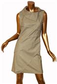 Esley Khaki Collared Leather Feel Tunic Dress