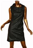 Esley Black Collared Leather Feel Tunic Dress