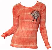 T Party Embellished Tie Dye Long Sleeve Top
