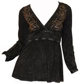 T Party Black Long Sleeve Empire Waist Top