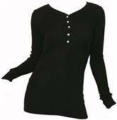 T Party Black Button Down Long Sleeve Top