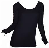T Party Long Sleeve Top w/Stone Embellishments
