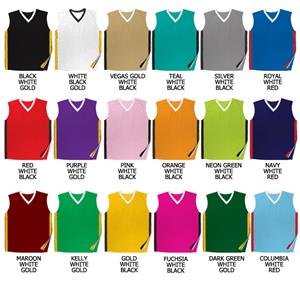 Basketball Dazzle Cloth Solid V-Neck Trim Jerseys