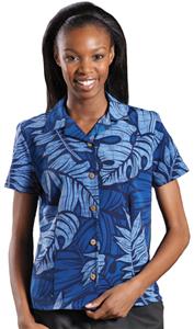 Edwards Womens South Seas Leaf Print Camp Shirt