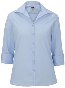 Edwards Womens Casual Poplin 3/4 Sleeve Blouse