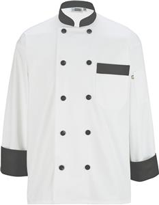 Edwards Unisex Black Button Chef Coat w/Black Trim