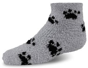 World's Softest Youth Cozy Spa Qtr Paw Print Socks