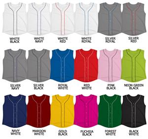 Softball Full Button Cool Mesh Sleeveless Jersey