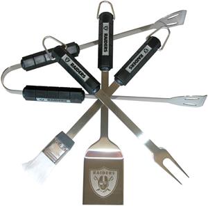 NFL Oakland Raiders 4 Piece BBQ Grilling Set