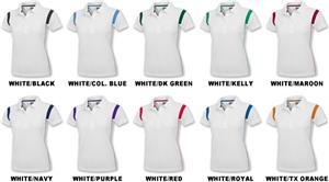 Ladies SS White Rib Shoulder Cool-Tek Polo Shirts
