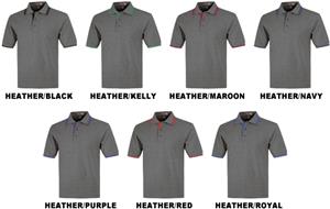 Adult SS Heather Body Contrast Placket Polo Shirts