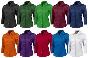 Ladies 3/4 Sleeve Diamond Dobby Gingham Blouses