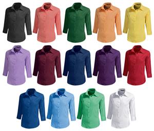 Ladies 3/4 Sleeve Rainbow Woven Blouses
