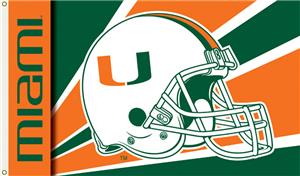 COLLEGIATE Miami Hurricanes Helmet 3' x 5' Flag