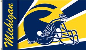 COLLEGIATE Michigan Wolverines Helmet 3' x 5' Flag