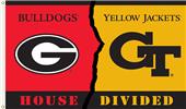COLLEGIATE Georgia-Georgia Tech House Divided Flag COLLEGIATE Georgia-Georgia Tech House Divided Flag