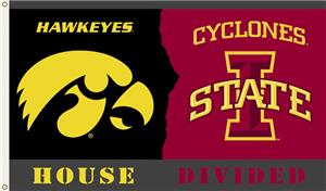 COLLEGIATE Iowa-Iowa State House Divided Flag
