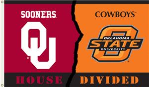 COLLEGIATE Oklahoma-Oklahoma St House Divided Flag