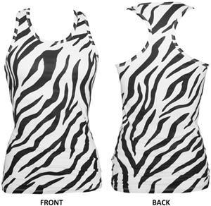 Girls Zebra Print Racer Practice Tank Tops
