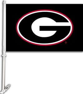 COLLEGIATE Georgia on Black 11" x 18" Car Flag