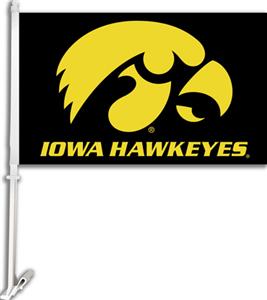 COLLEGIATE Iowa Black 2-Sided 11" x 18" Car Flag