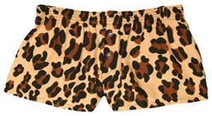 Womens Leopard Flannel Bitty Boxer Shorts