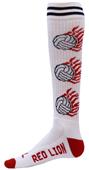 Red Lion White Heat Flaming Volleyballs Socks Red Lion White Heat Flaming Volleyballs Socks