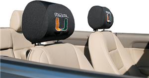 COLLEGIATE Miami Headrest Covers - Set of 2