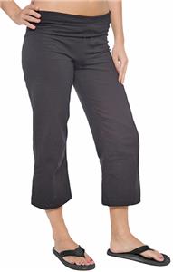 Juniors Drawstring Capri Fold Over Yoga Pant