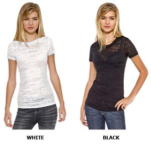 In Your Face Apparel Juniors Crewneck Burnout Tee
